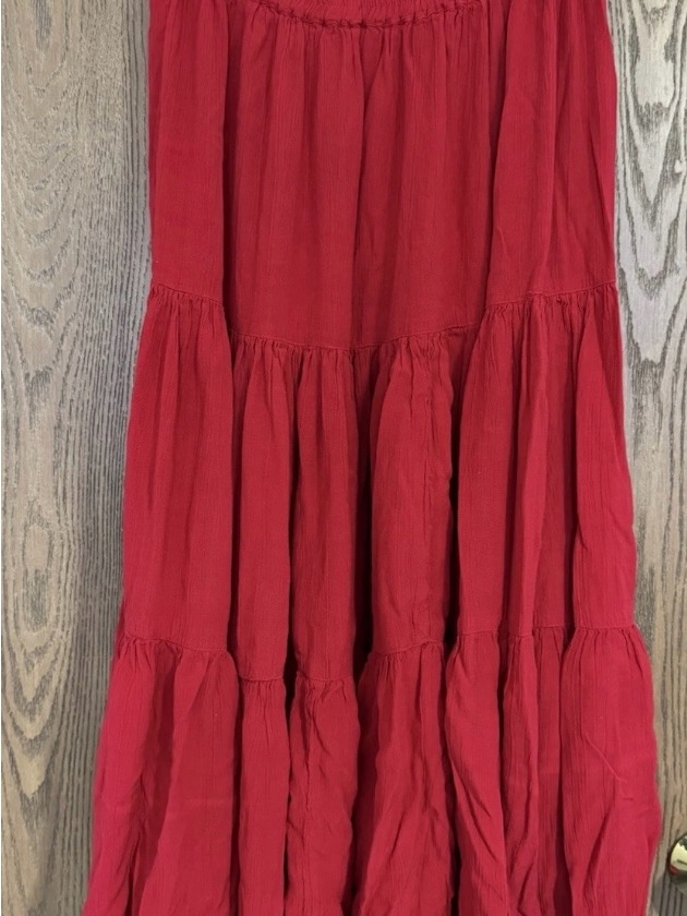 Vibrant Red Tiered Maxi Skirt